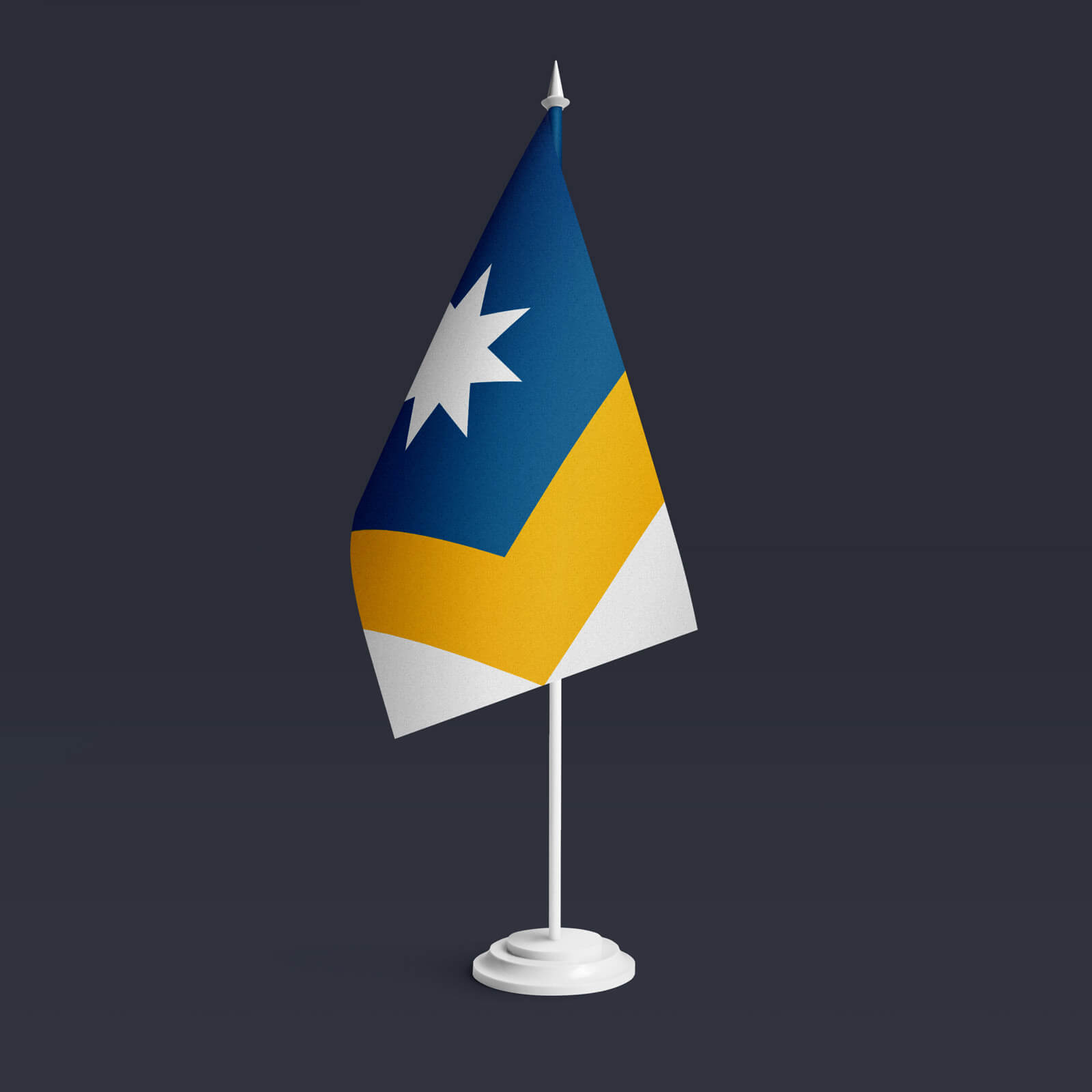 A small Unity Flag on a desktop stand